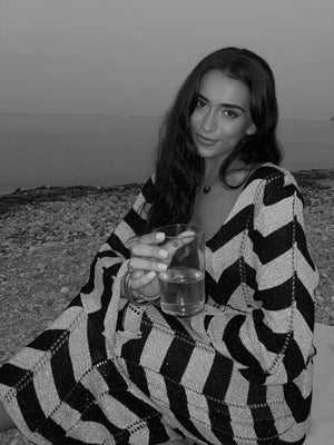 Women's Knit Dress – Chevron Pattern, Long Sleeve, Modern Style-83785-2b802701-fa9b-4316-b7f7-e104a6d6141f