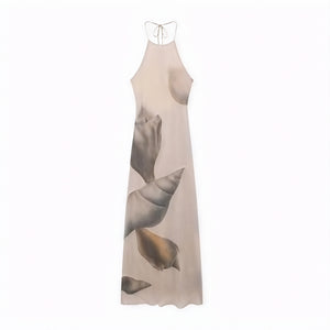 Women's Maxi Dress – Halter Neck, Unique Print, Textured, Floor-Length-83816-c6fd10d8-1d1c-4919-aebf-cd88767b6090