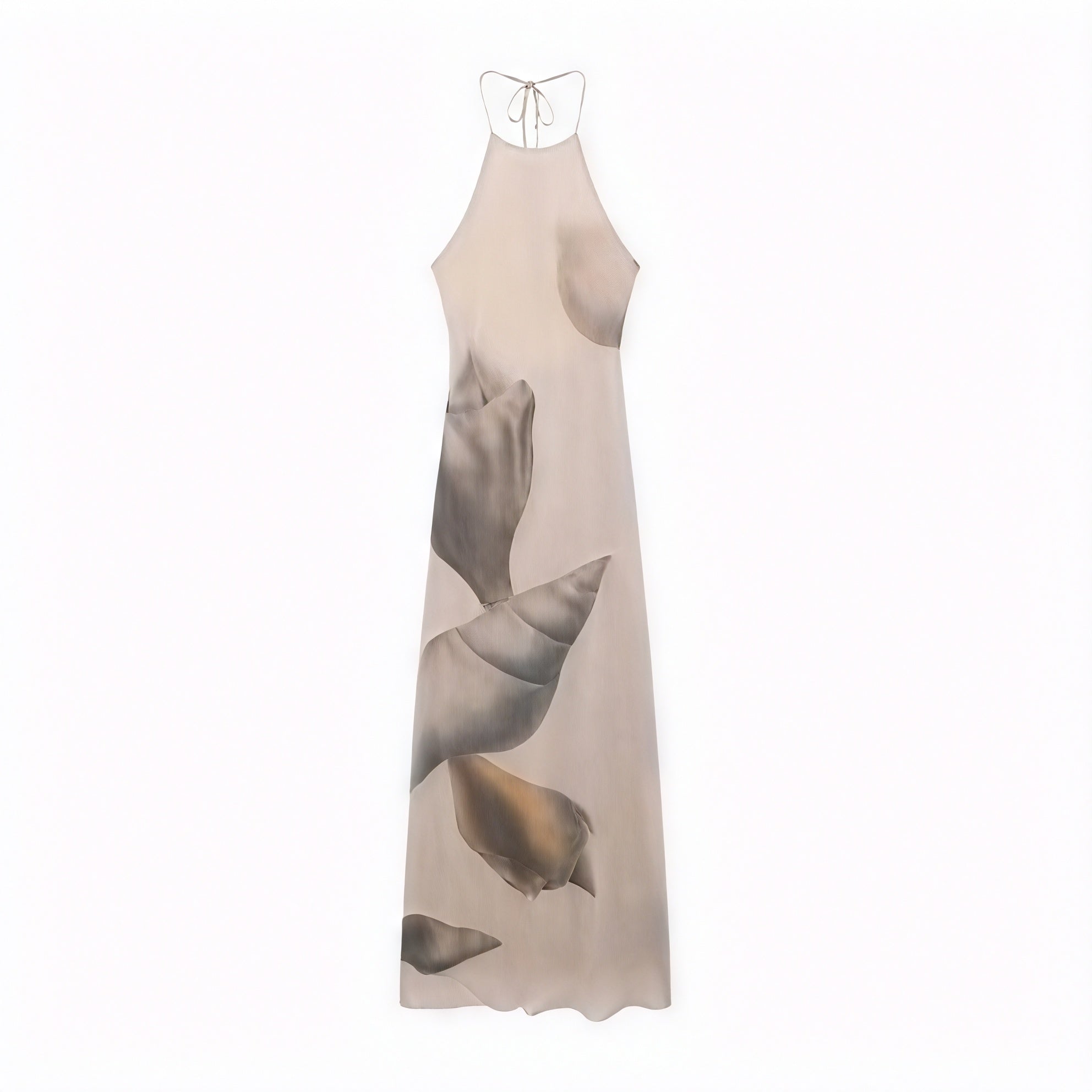 Women's Maxi Dress – Halter Neck, Unique Print, Textured, Floor-Length-83816-c6fd10d8-1d1c-4919-aebf-cd88767b6090