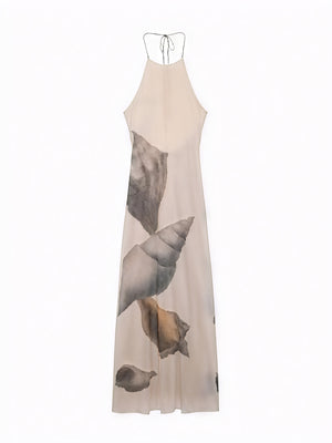 Women's Maxi Dress – Halter Neck, Unique Print, Textured, Floor-Length-83816-54144f81-bd1a-49bc-891c-dc47d30341c6