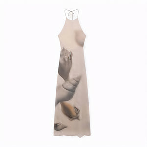 Women's Maxi Dress – Halter Neck, Unique Print, Textured, Floor-Length-83816-2245765d-8d8f-4d4e-a3d0-03e36bb86a75