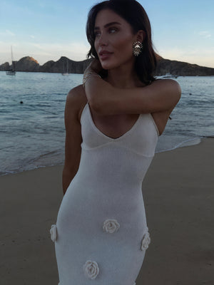 Women's White Floral Spaghetti Strap Occasion Dress-83821-5ec70331-21f5-4e07-92c6-1df68473cb53