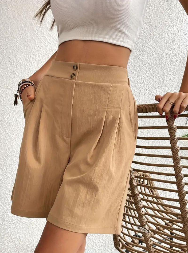 Women's High-Waist Pleated Shorts with Pockets – Versatile Style-82558-8531a968-e663-482d-ad8d-89c6d105ba22
