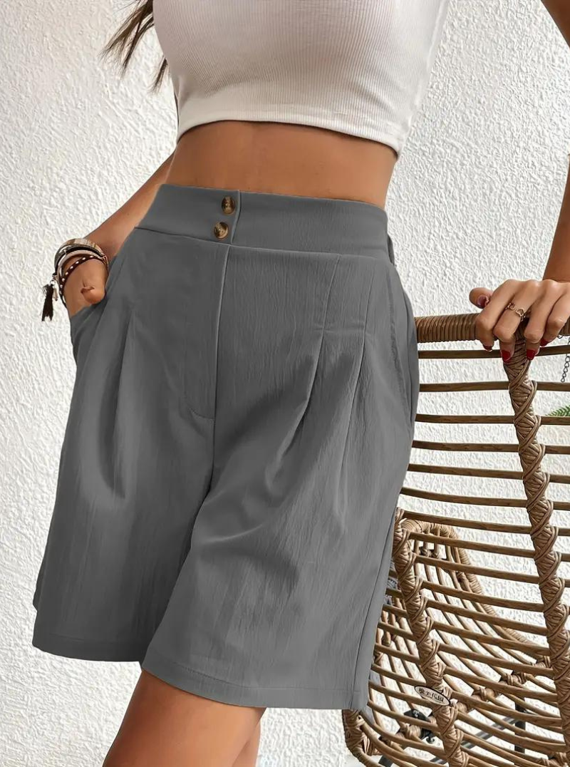 Women's High-Waist Pleated Shorts with Pockets – Versatile Style-82558-86a1797b-000c-4684-ace9-085b487d8825