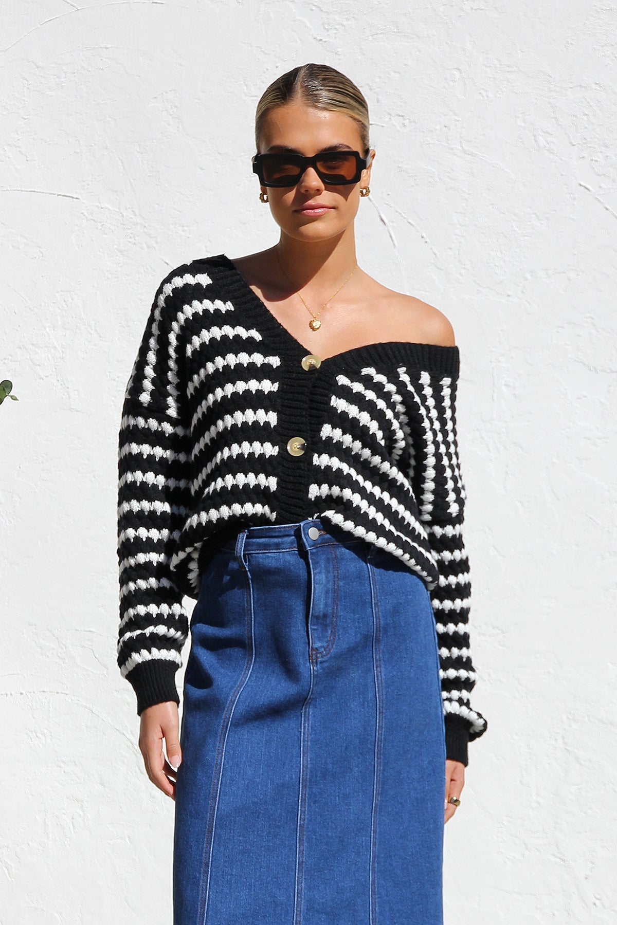 Classic Midi Skirt - Seam Detail, Denim