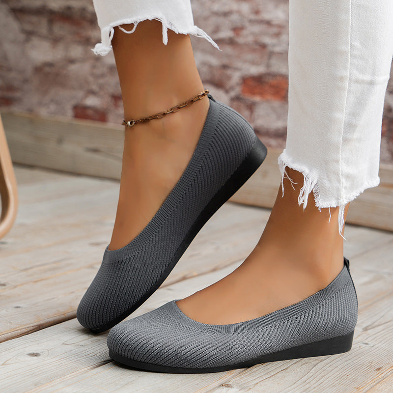Knit Ballet Flats - Cushioned Comfort, Lightweight