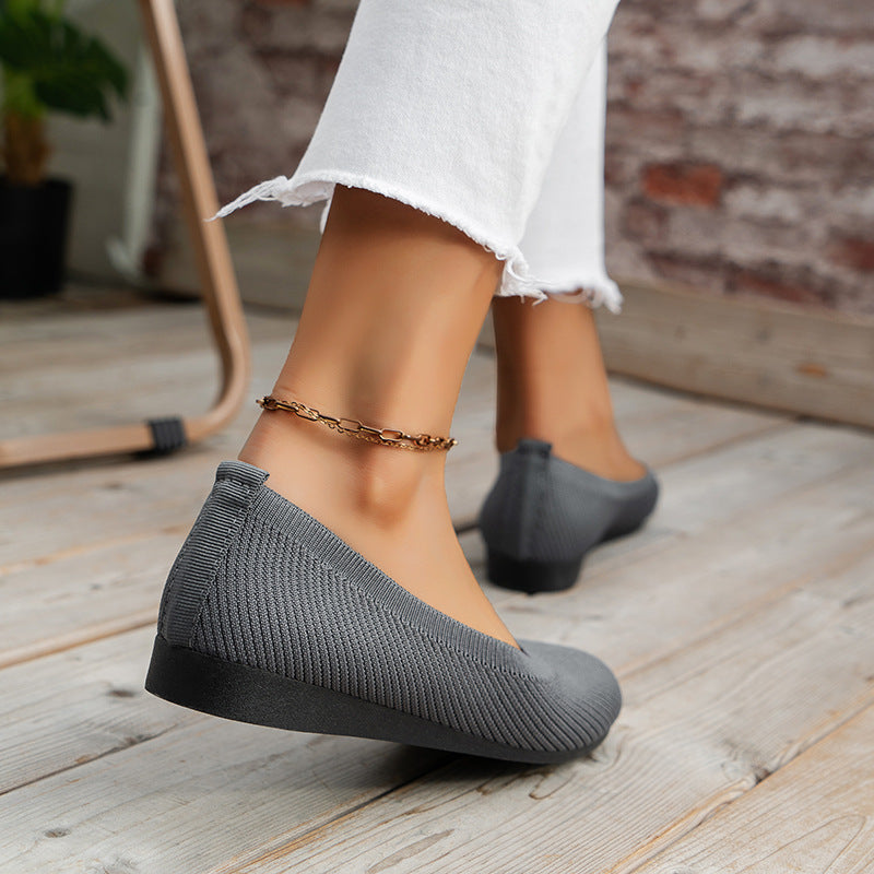 Knit Ballet Flats - Cushioned Comfort, Lightweight