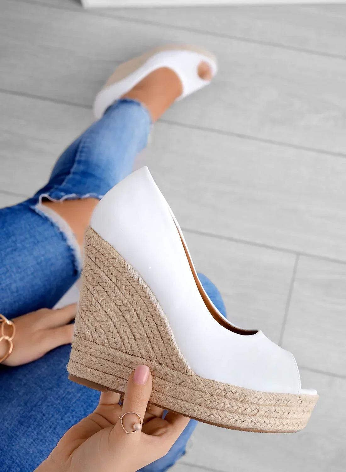 Women's Black Open-Toe Platform Rope Wedge Sandals-83368-8c5d11be-70ad-4d87-82b6-97edf314f1df