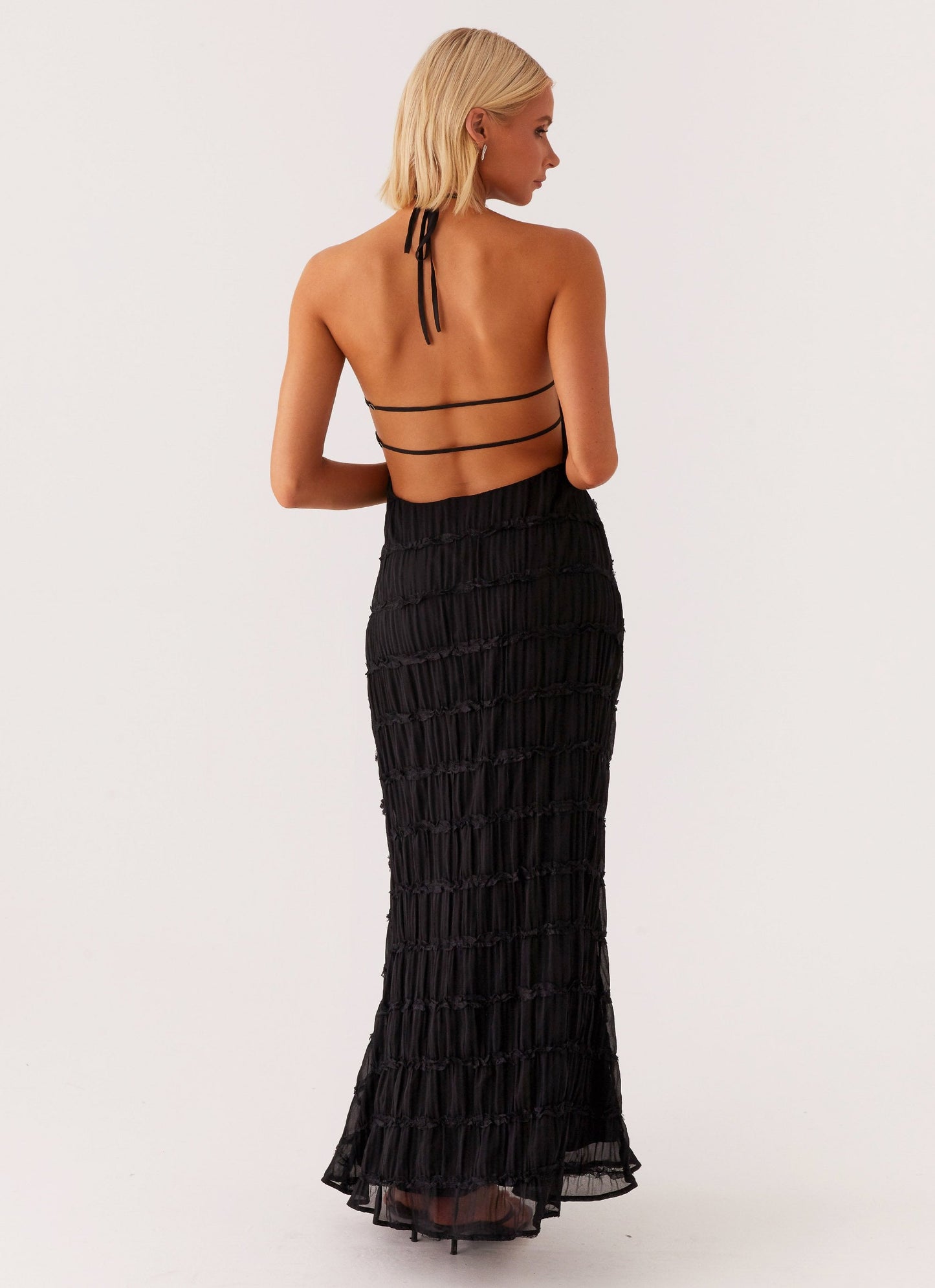 Women's Textured Halter Neck Maxi Dress, Basicfold-83499-917ce8d3-c617-4424-a614-099e81b74ced