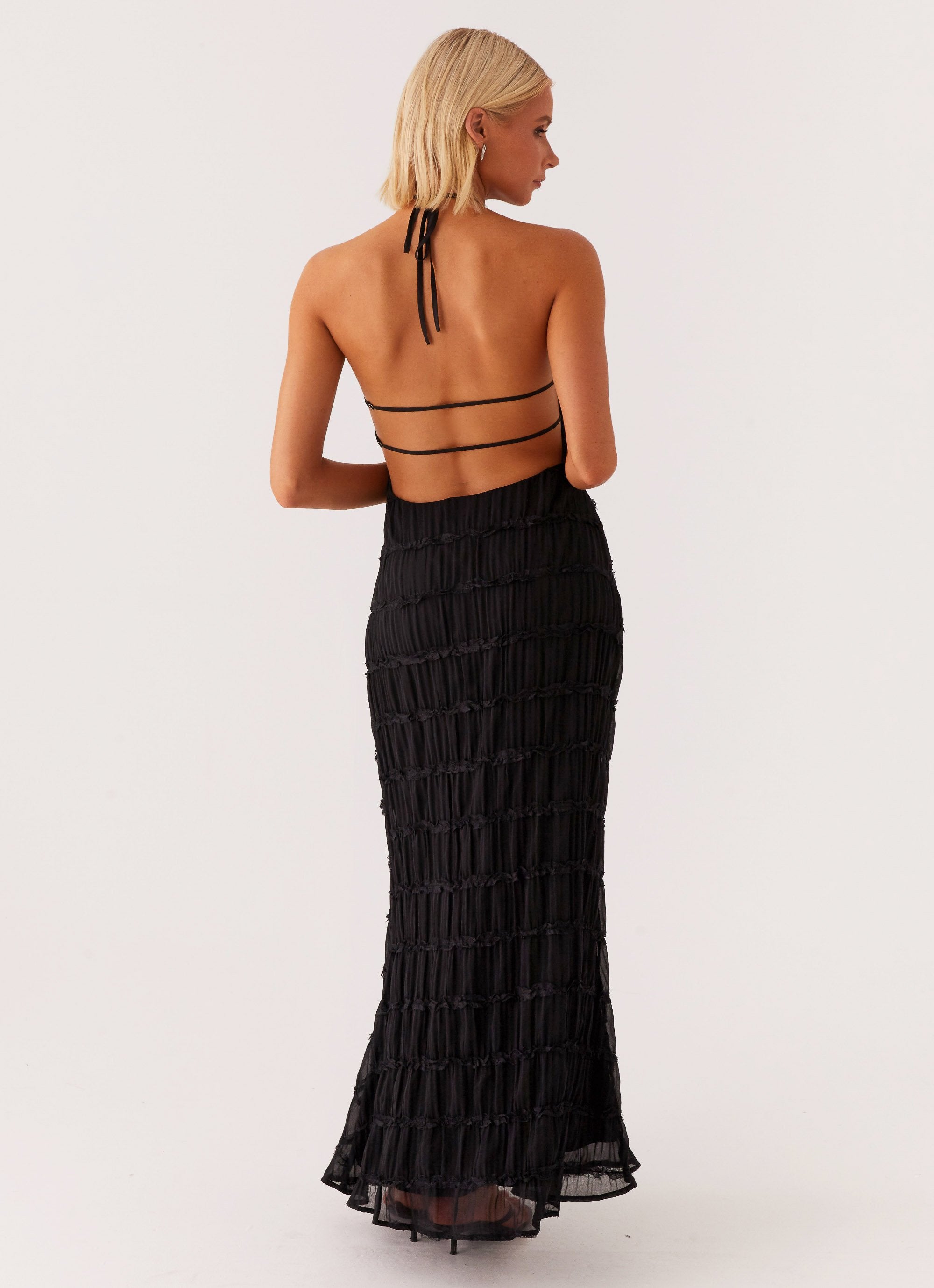 Women's Textured Halter Neck Maxi Dress, Basicfold-83499-917ce8d3-c617-4424-a614-099e81b74ced