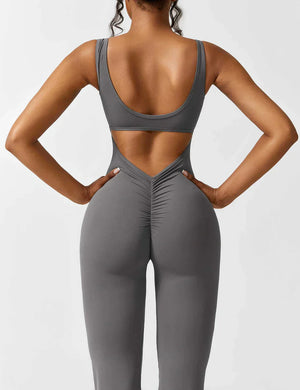 Women's Sleeveless Jumpsuit – Open Back, Flare Leg, Form-Fitting, Stretchy-83507-92bba680-27d4-47cd-9334-48c35759be1a