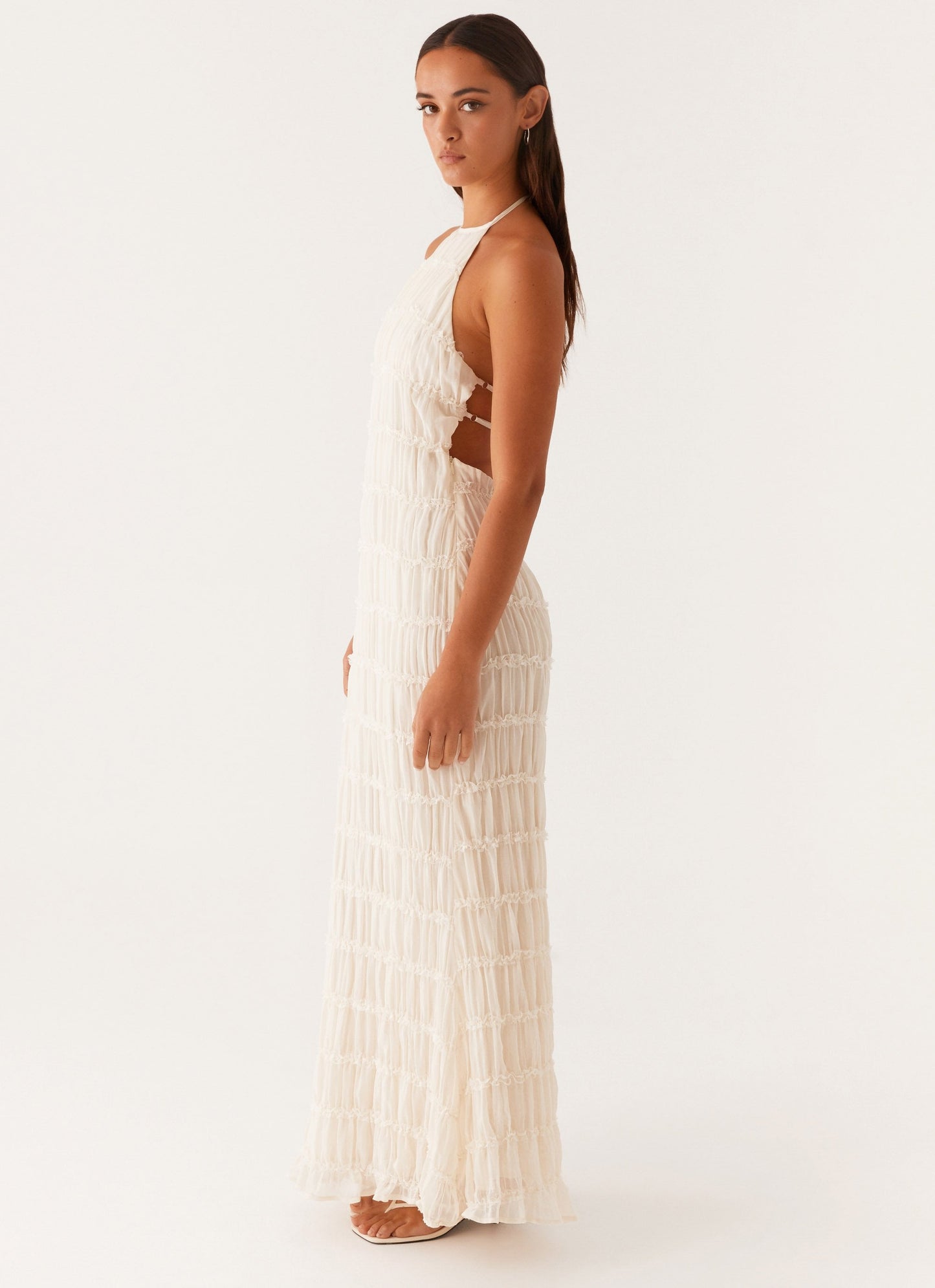 Women's Textured Halter Neck Maxi Dress, Basicfold-83499-933d52e2-9d2c-4601-956e-cf8551994ae9