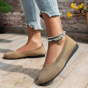 Knit Ballet Flats - Cushioned Comfort, Lightweight