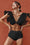 High-Waisted Swimwear Set - Ruffled Tie Front