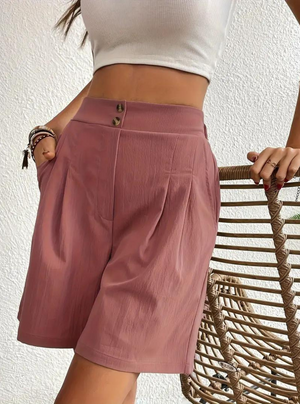 Women's High-Waist Pleated Shorts with Pockets – Versatile Style-82558-9c92b083-72ff-427e-bdd1-e6d15173d948