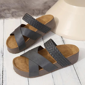 Woven Platform Sandals - Braided Strap Detail
