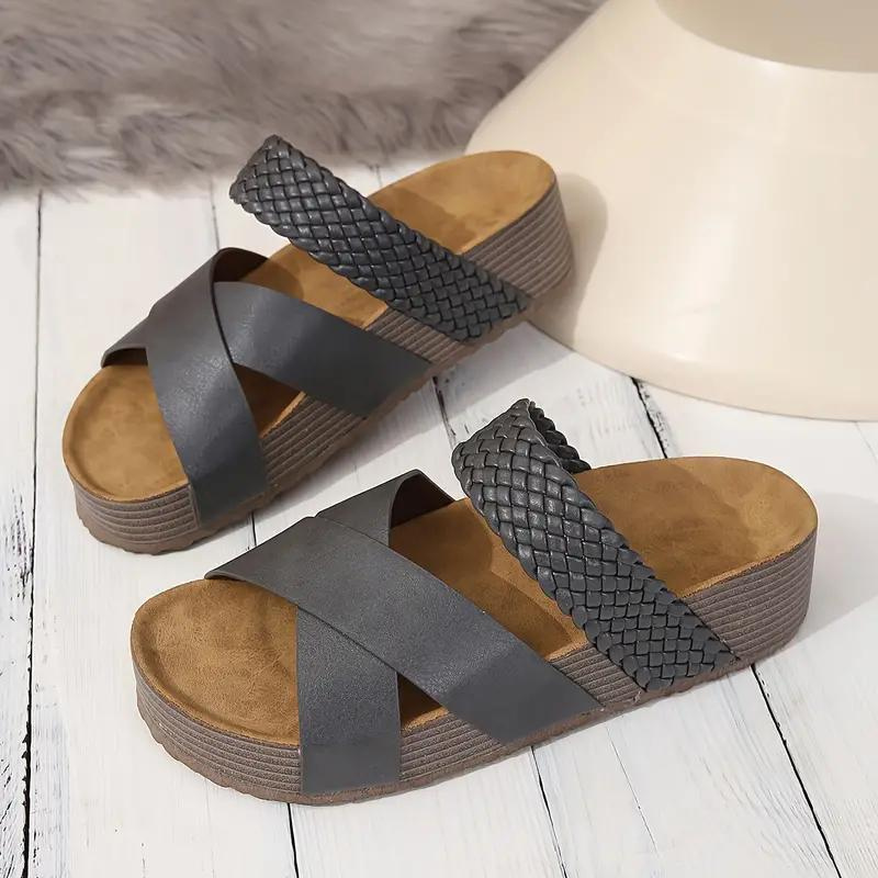 Woven Platform Sandals - Braided Strap Detail