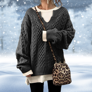 Women's Sweater, Cable Knit, V-Neck, Chunky Texture-53262-f30cae20-b45f-4fc7-ae43-7cf0ae178071