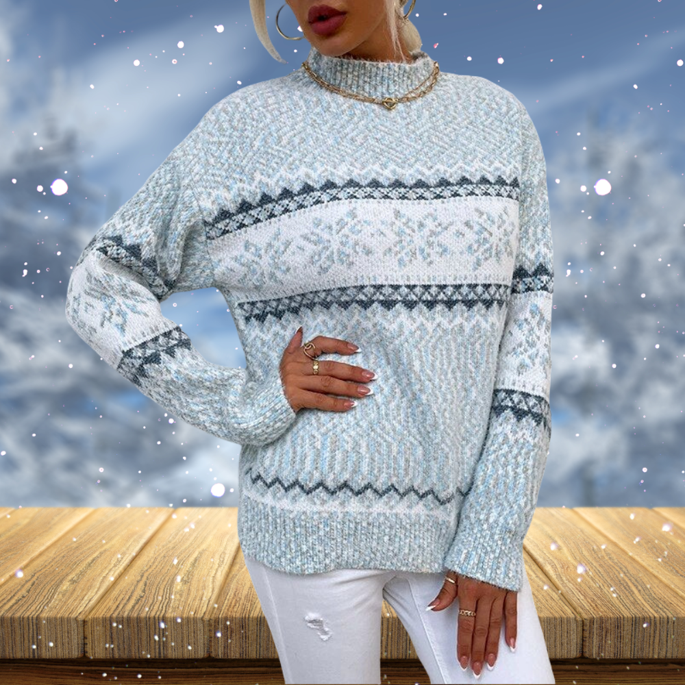 Women's Knitted Sweater – Fair Isle Pattern, Crew Neck, Long Sleeve-53432-31f91806-e992-420a-a606-6021d8d9d783