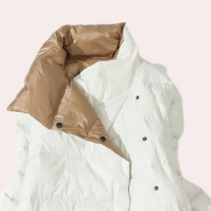 Women's Two-Tone Puffer Coat – Mid-Calf, Oversized, Insulated Polyester-54885-58562553184586