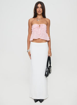 Floral Embroidered Strapless Tie Top