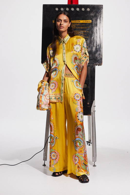 Paisley Silk Blend Two-Piece Pants Set