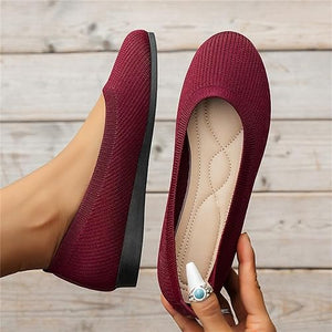 Knit Ballet Flats - Cushioned Comfort, Lightweight