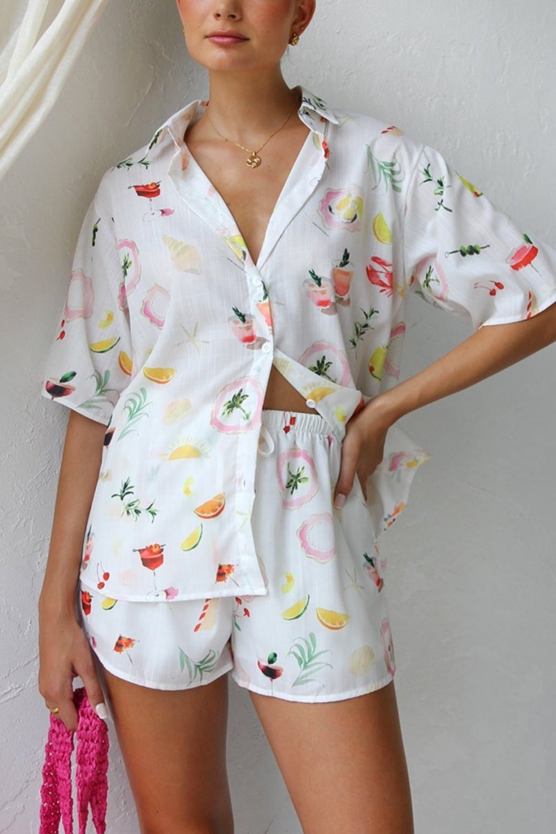 Whimsical Print Pajama Set - Relaxed Fit