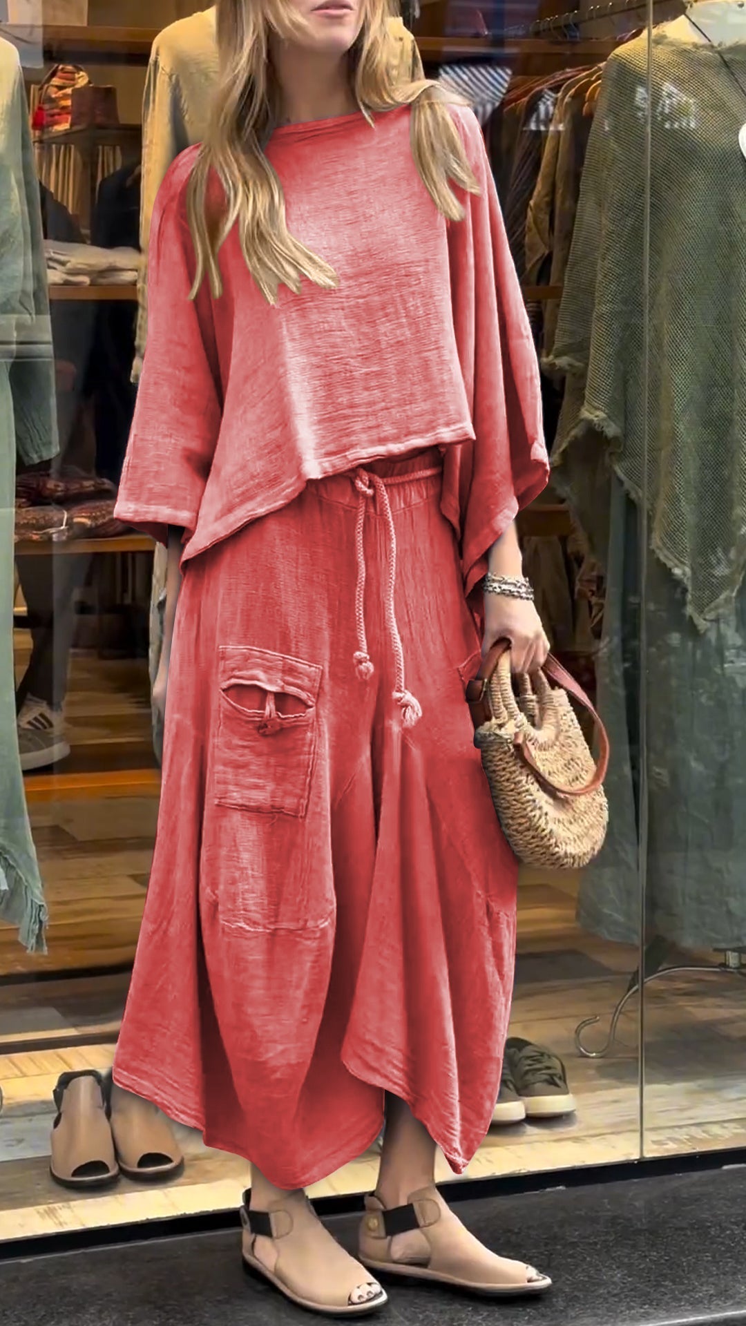 Women's Two-Piece Outfit – Relaxed Fit, Drawstring Waist, Pockets-81991-ac36d614-8c6c-4e5c-bbba-b543a807e7d5