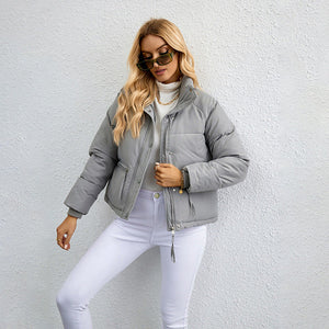 Women's Cropped Puffer Jacket – High Collar, Quilted, Water-Resistant, Casual Chic-65207-ac3eca7c-4e94-4d35-8d2b-88bdb3b7d0cc