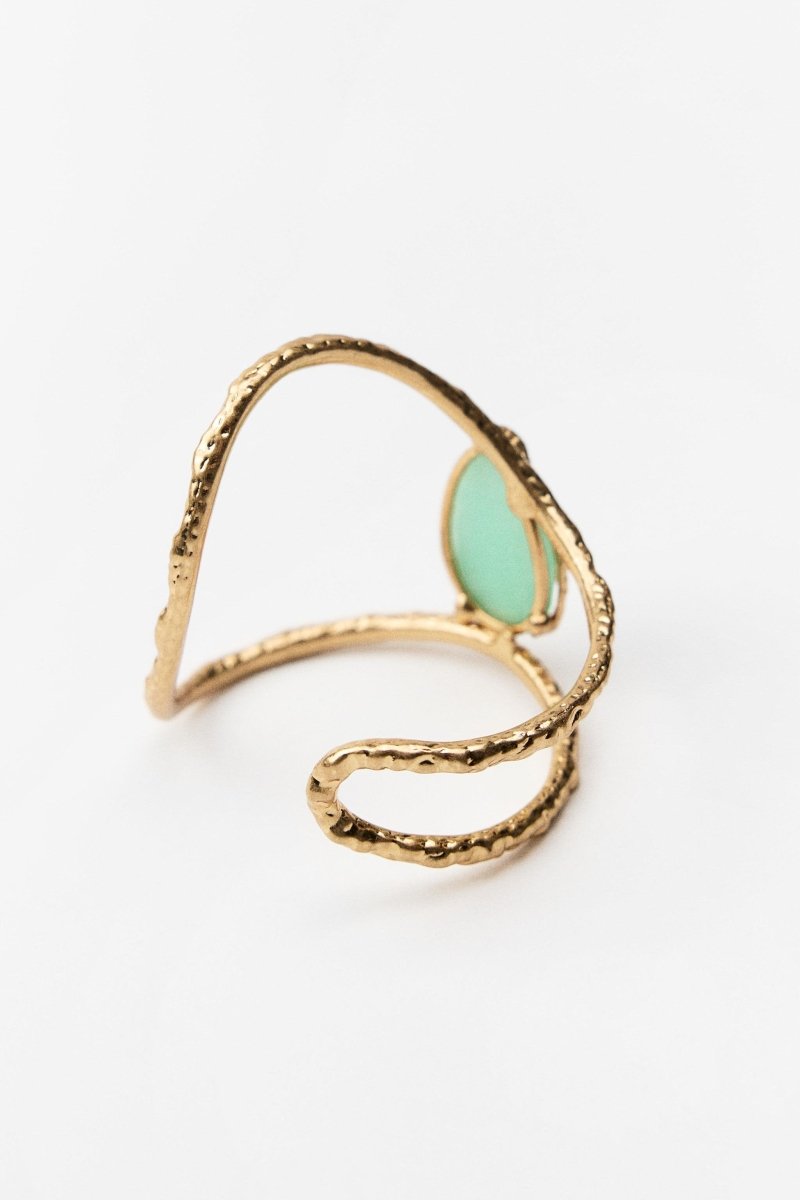 Gemstone Cuff Bracelet - Textured Metal Finish