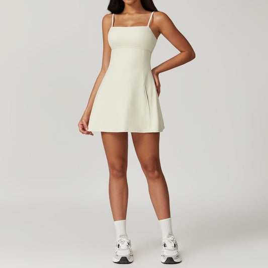 A-Line Dress with Built-In Shorts & Slit