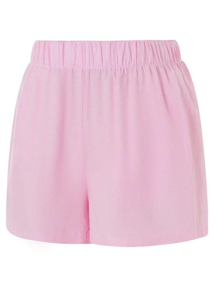 Men's Cotton Striped Shorts – Elastic Waistband, Classic Style, Basicfold-81738-b1e43884-e248-43a4-9ed5-7d9b710c70a6