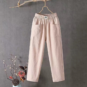 Tapered Casual Pants - Elastic Waist, Pockets