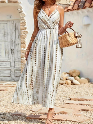 Tie-Dye Maxi Dress - Wrap Bodice, Sleeveless