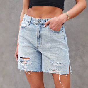 Women's Distressed Denim Shorts – Modern Fit with Side Slits-83378-ba7d56dd-1372-44fd-b562-c45fa8b0de7f