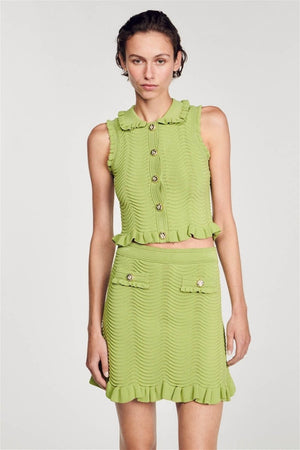 Retro Knit Set - Ruffle Hem Two-Piece
