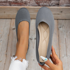 Knit Ballet Flats - Cushioned Comfort, Lightweight