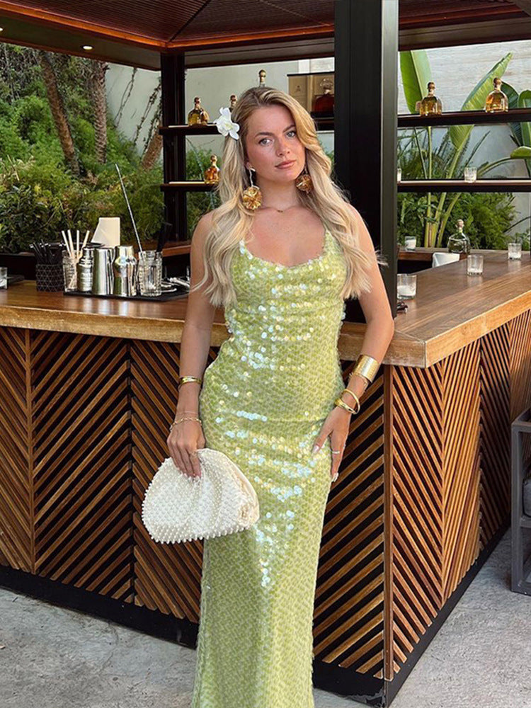 Basicfold Women's Sequin Maxi Dress – Spaghetti Strap, Eye-Catching-83278-bfd72ad6-a192-4f0a-8c61-23330a444c9d