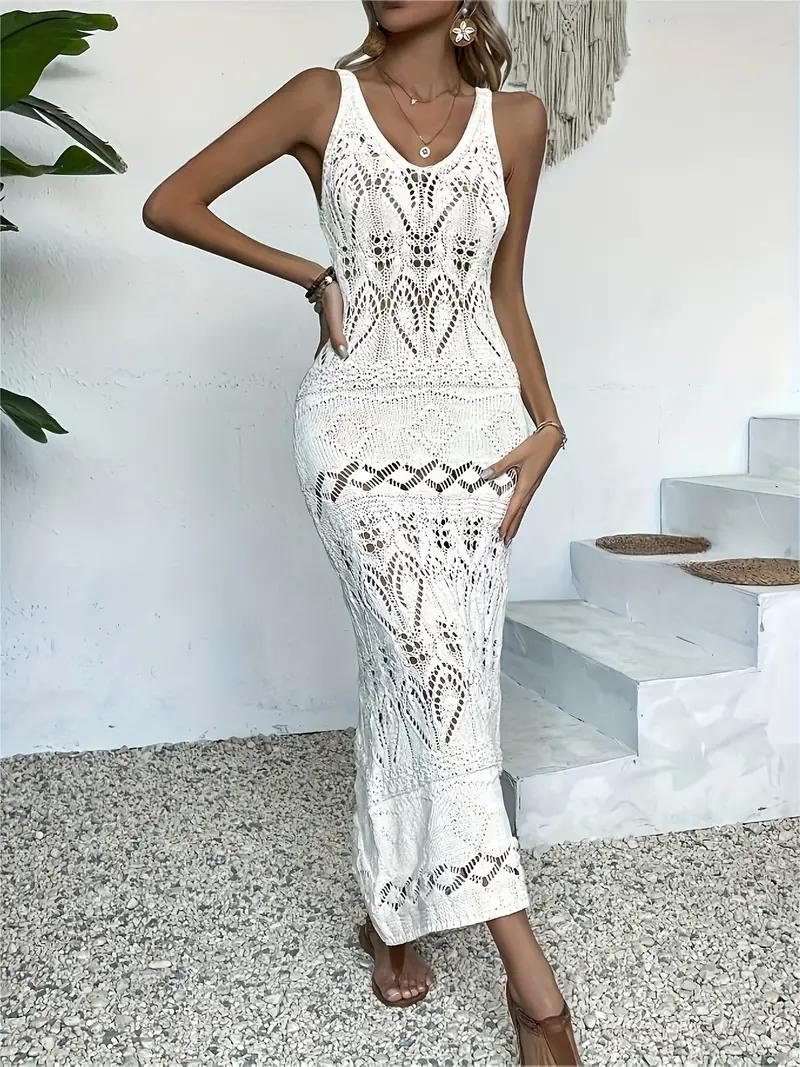 Open-Knit Sleeveless Maxi Dress