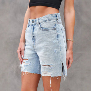 Women's Distressed Denim Shorts – Modern Fit with Side Slits-83378-c6afe778-ec9a-48be-b02d-d252ccb19ece