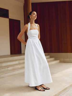 Halter Neck A-Line Midi Cocktail Dress