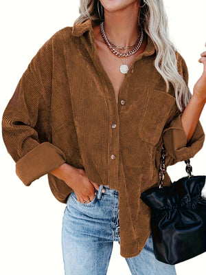 Relaxed Fit Corduroy Button-Down Shirt-Jacket