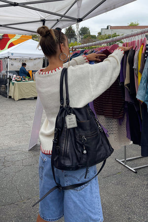 Bow Knit Top - Red Bow & Trim Detail
