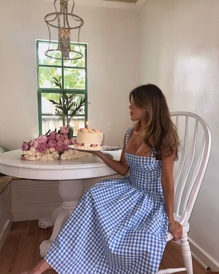 Women's Gingham Dress – Square Neck, Button Front, Classic Style-83592-ccade846-c079-4c8a-9c92-117e2fc55a89