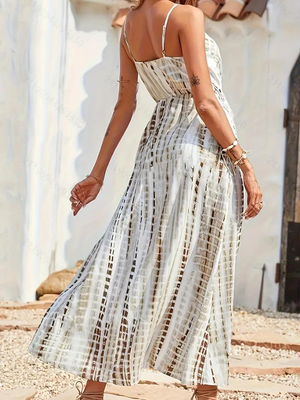 Tie-Dye Maxi Dress - Wrap Bodice, Sleeveless