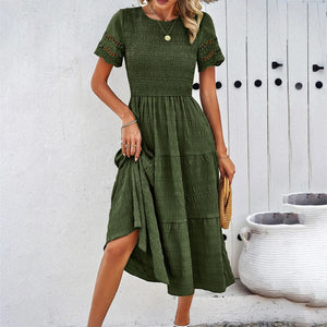 Women's Eyelet Smocked Tiered Mini Dress - Casual Summer Style-81836-d66e1171-4d59-4fc1-8d4e-6d22a96822b0