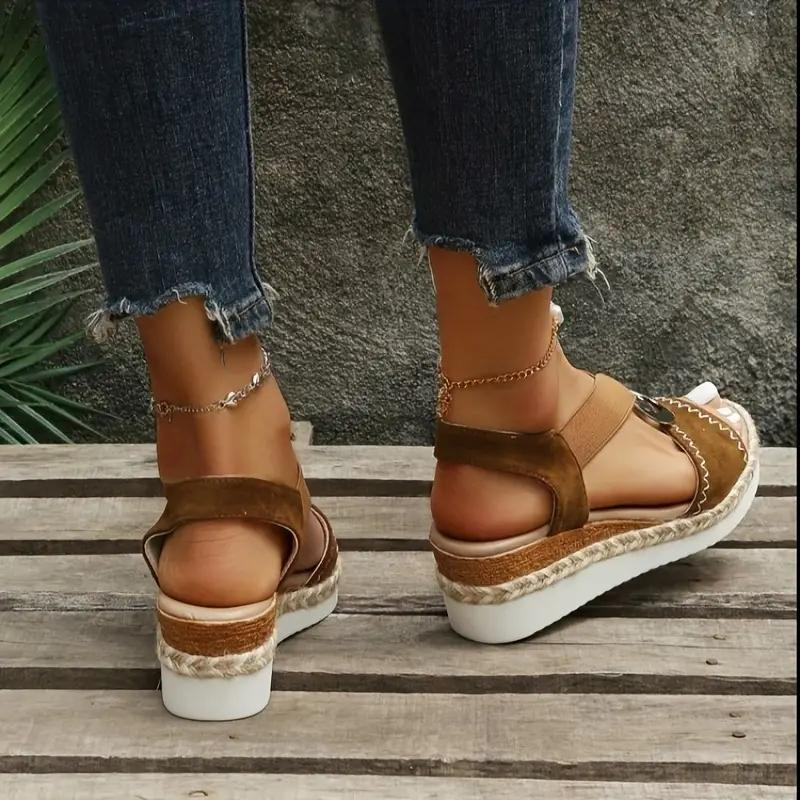 Woven Platform Sandals - Ankle-Strap Detail