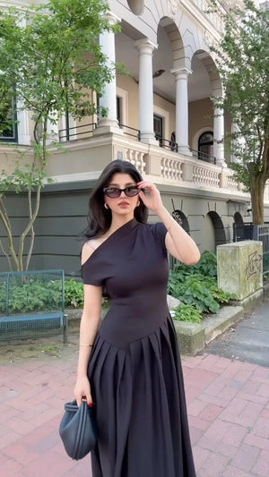 Sculpted Fitted Dress - Asymmetrical Design