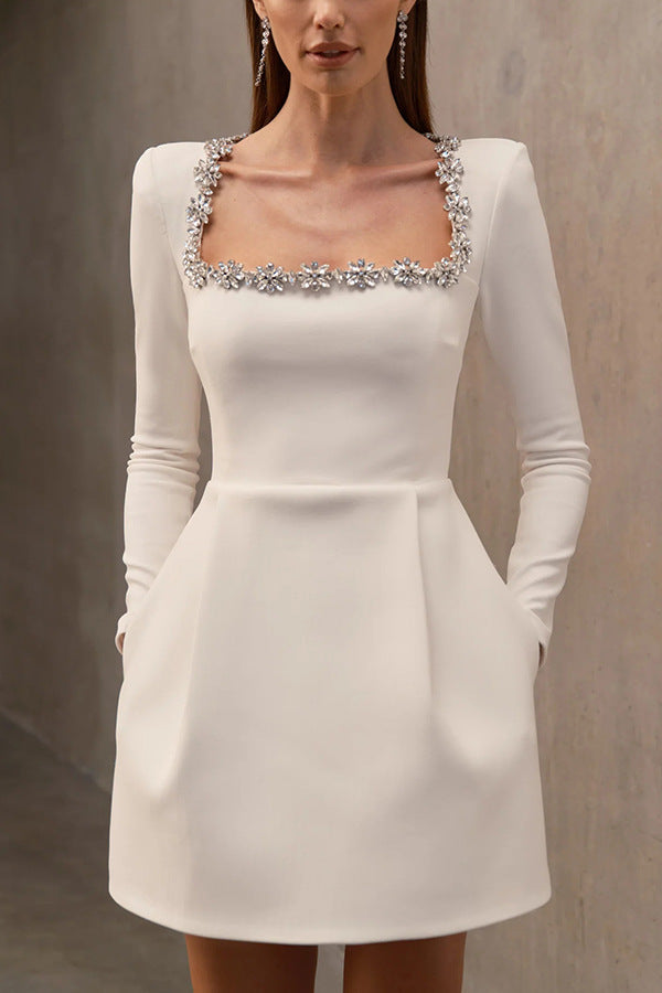 Jewel Neckline A-Line Velvet Party Dress